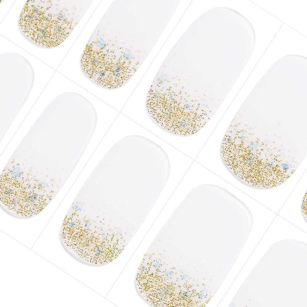 Shine Bright | White & Glitter & Golden Gel Nail Strips | Danni & Toni