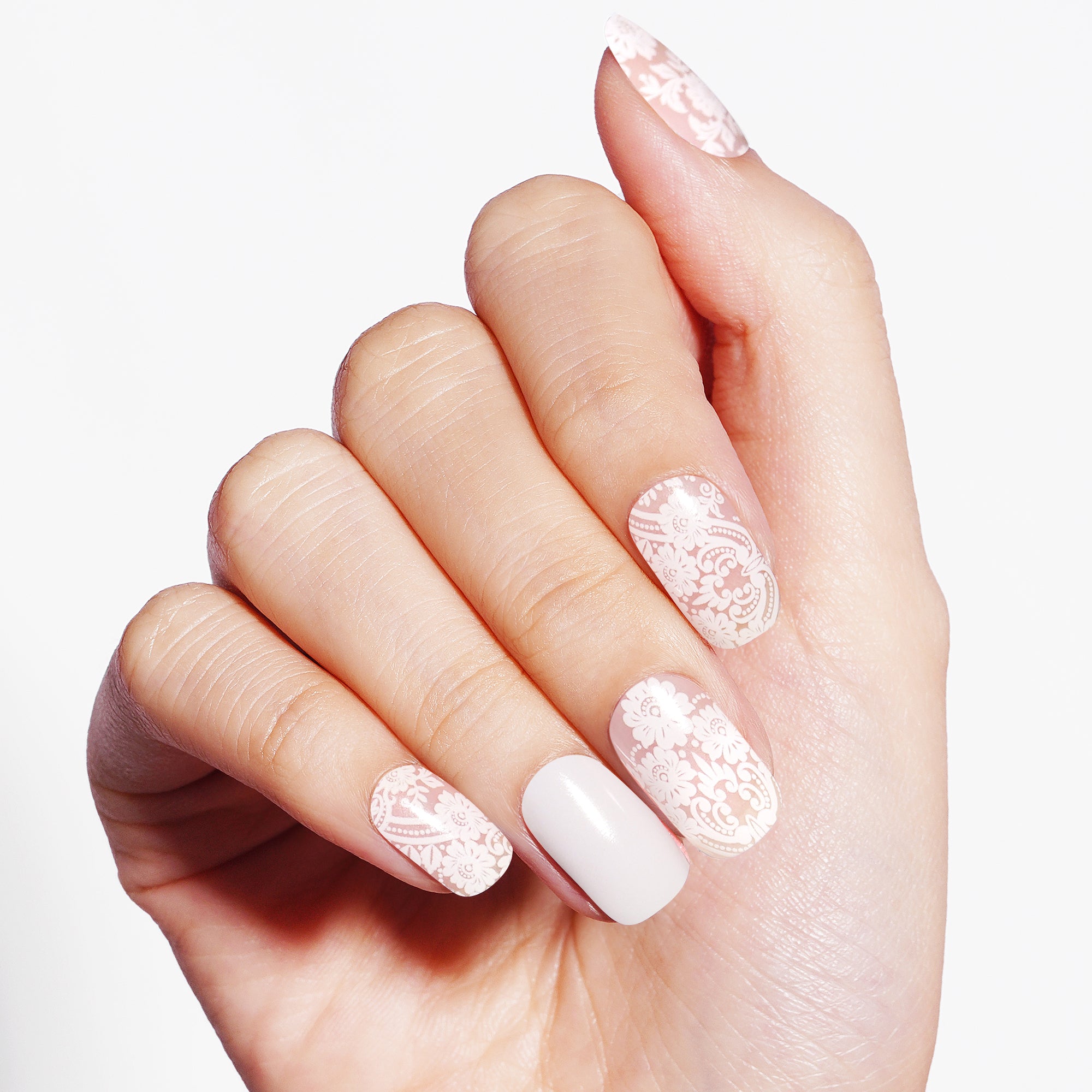 Elegant Blossom Lace Semi Cured Gel Nail Strips | Exoticism - 0531