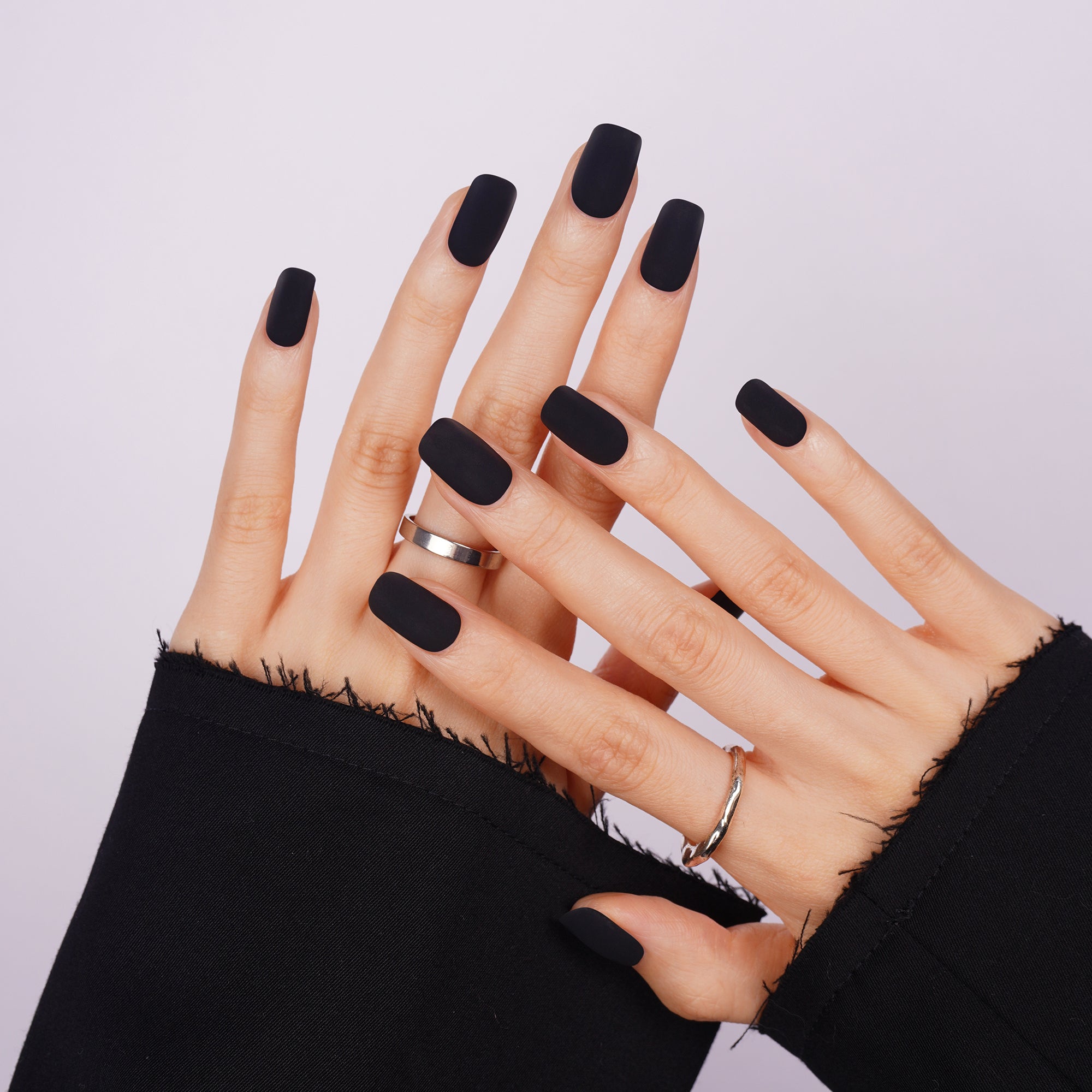 Sleek Midnight Black Matte Semi Cured Gel Nail Strips | Black Velvet - 2629