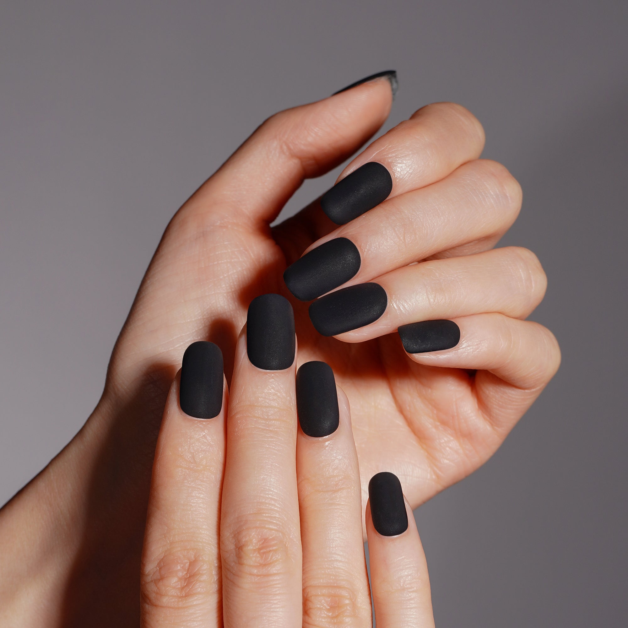 Sleek Midnight Black Matte Semi Cured Gel Nail Strips | Black Velvet - 2629