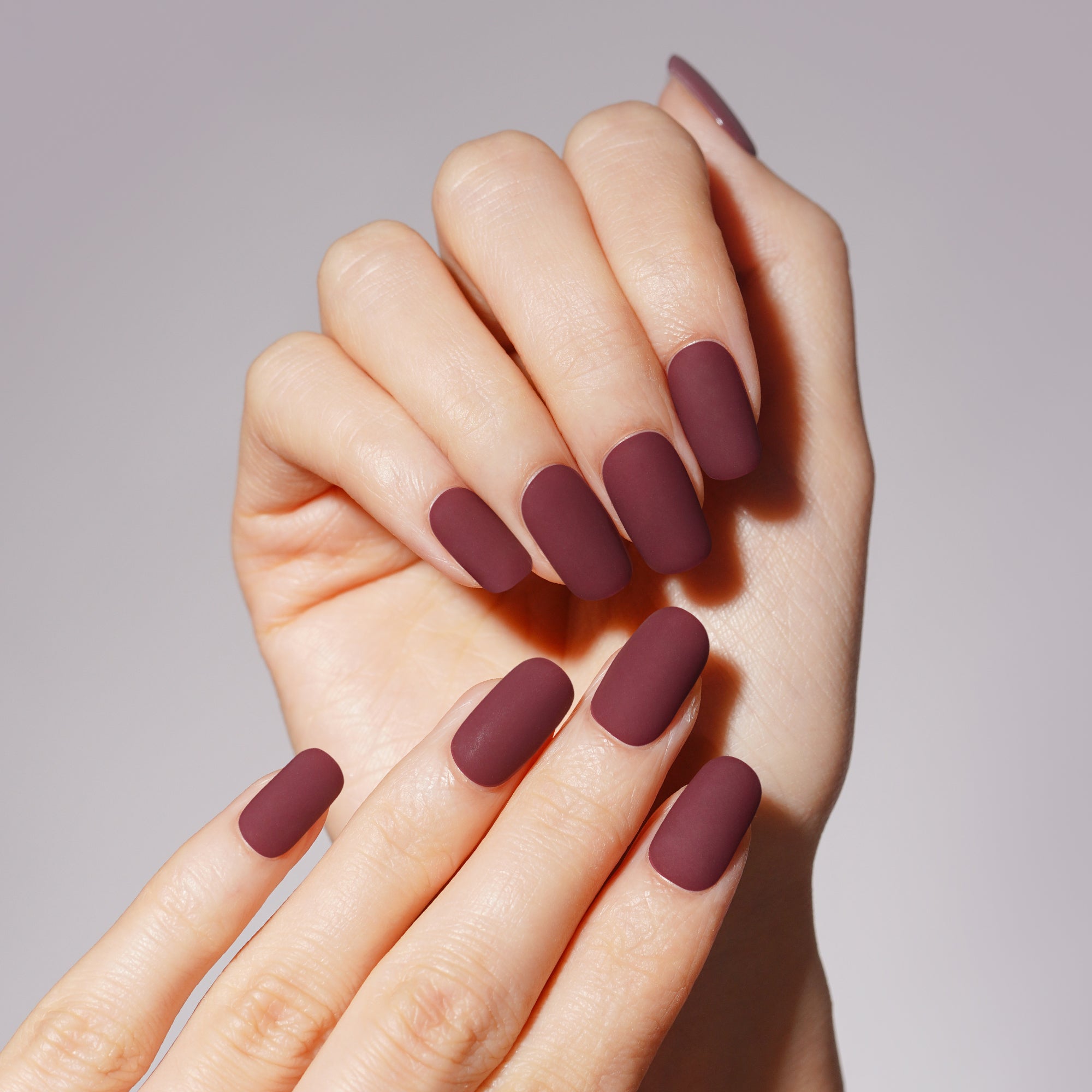 Elegant Matte Burgundy Semi Cured Gel Nail Strips | Velvet Rouge - 2628