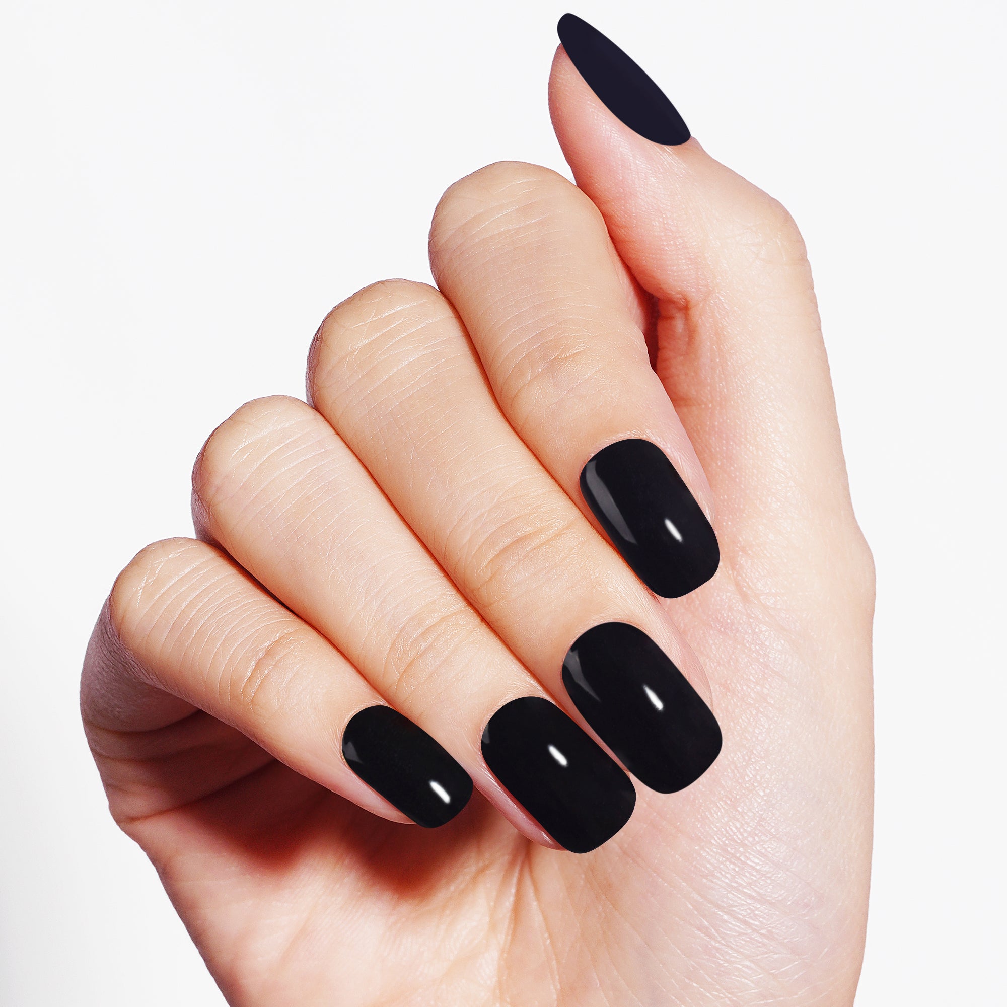 Luxurious Onyx Shine Long-Lasting  Semi Cured Gel Nail Strips | Obsidian - 2456