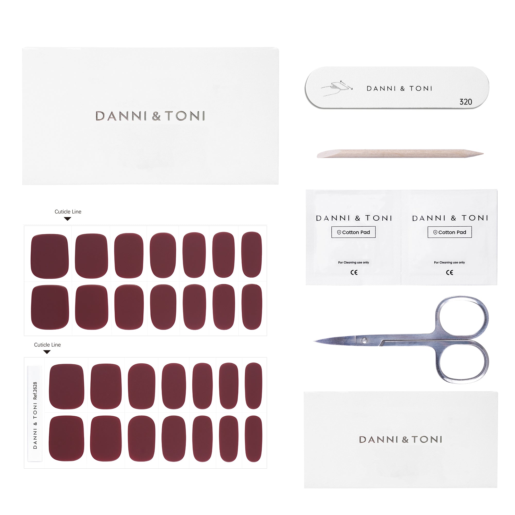 Elegant Matte Burgundy Semi Cured Gel Nail Strips | Velvet Rouge - 2628