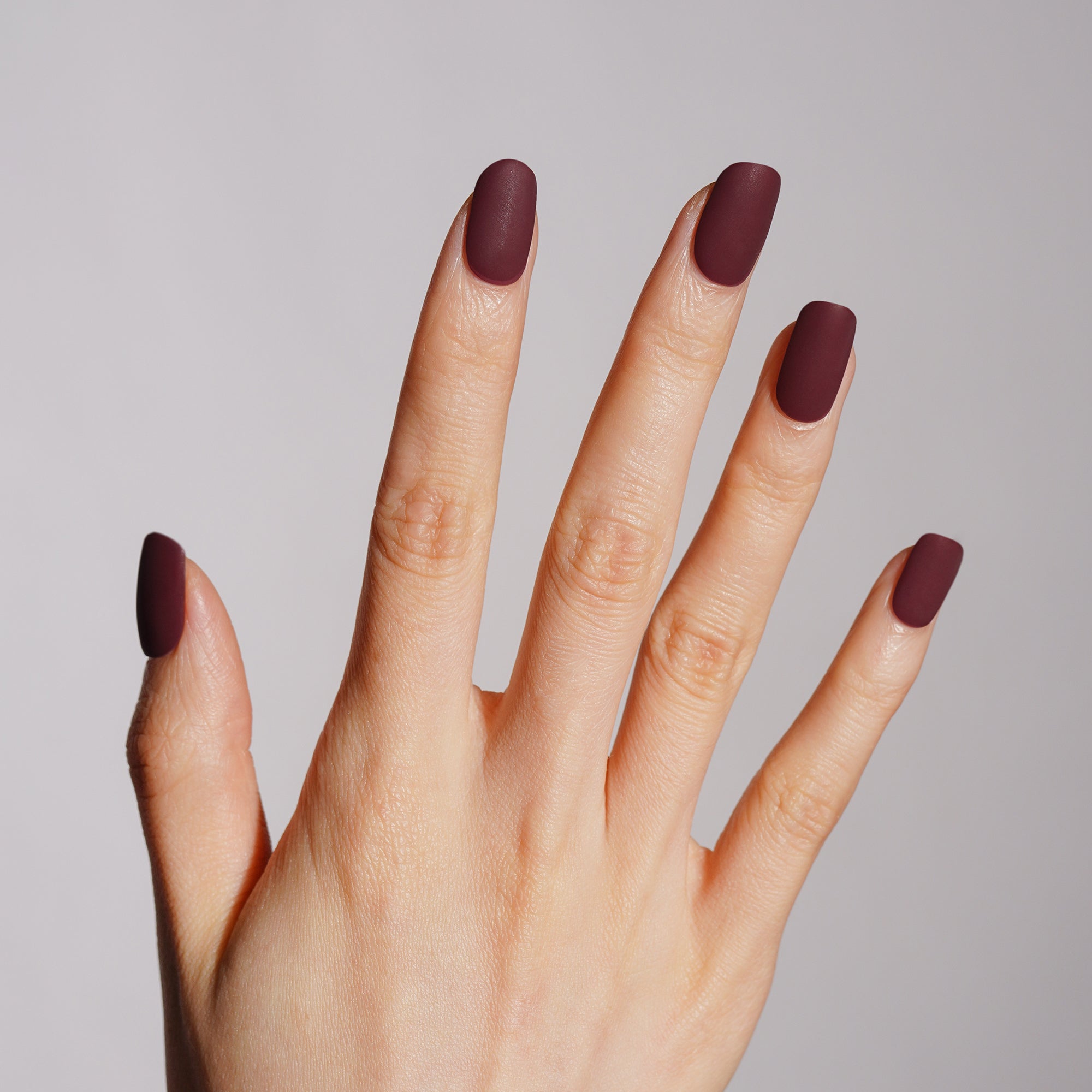 Elegant Matte Burgundy Semi Cured Gel Nail Strips | Velvet Rouge - 2628