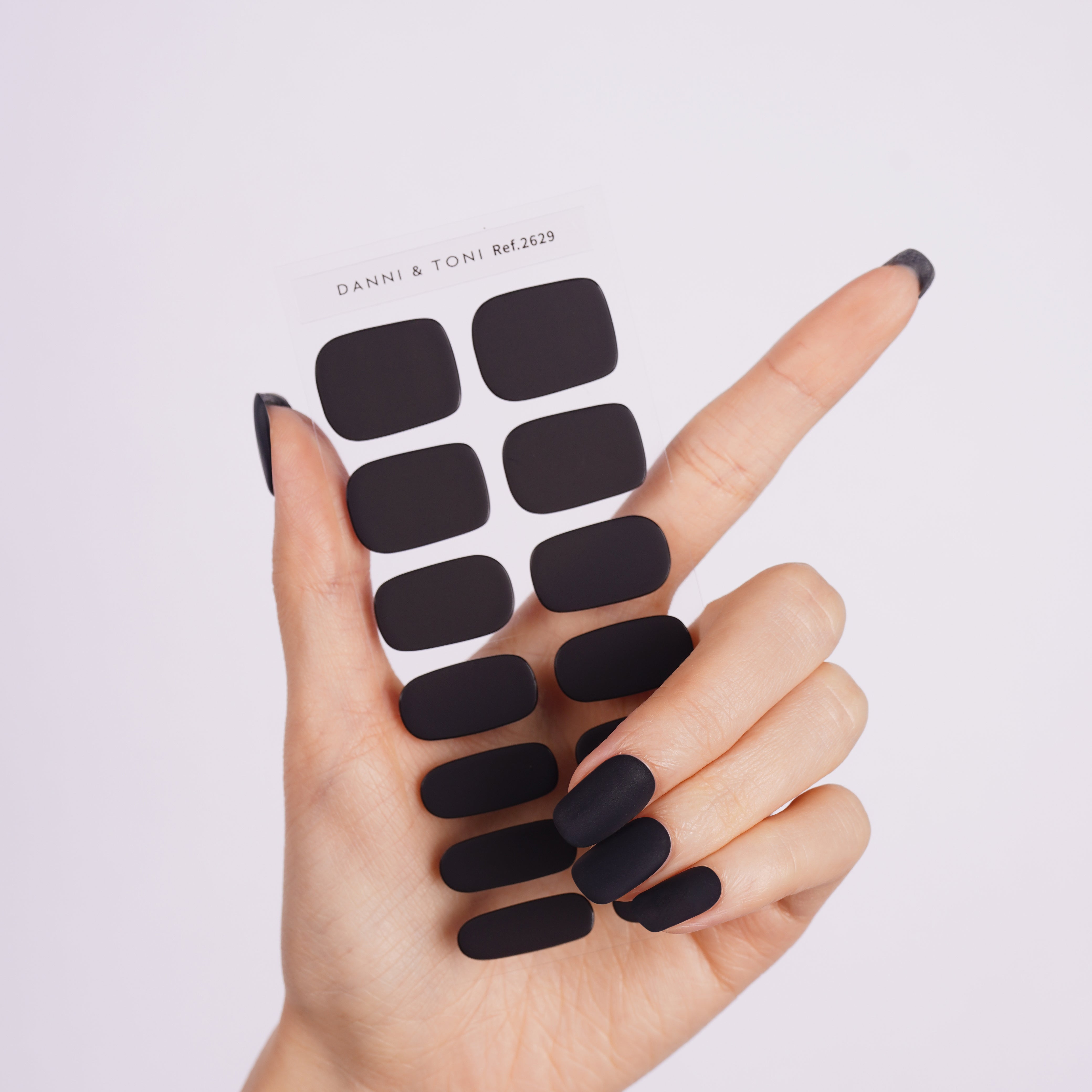 Sleek Midnight Black Matte Semi Cured Gel Nail Strips | Black Velvet - 2629