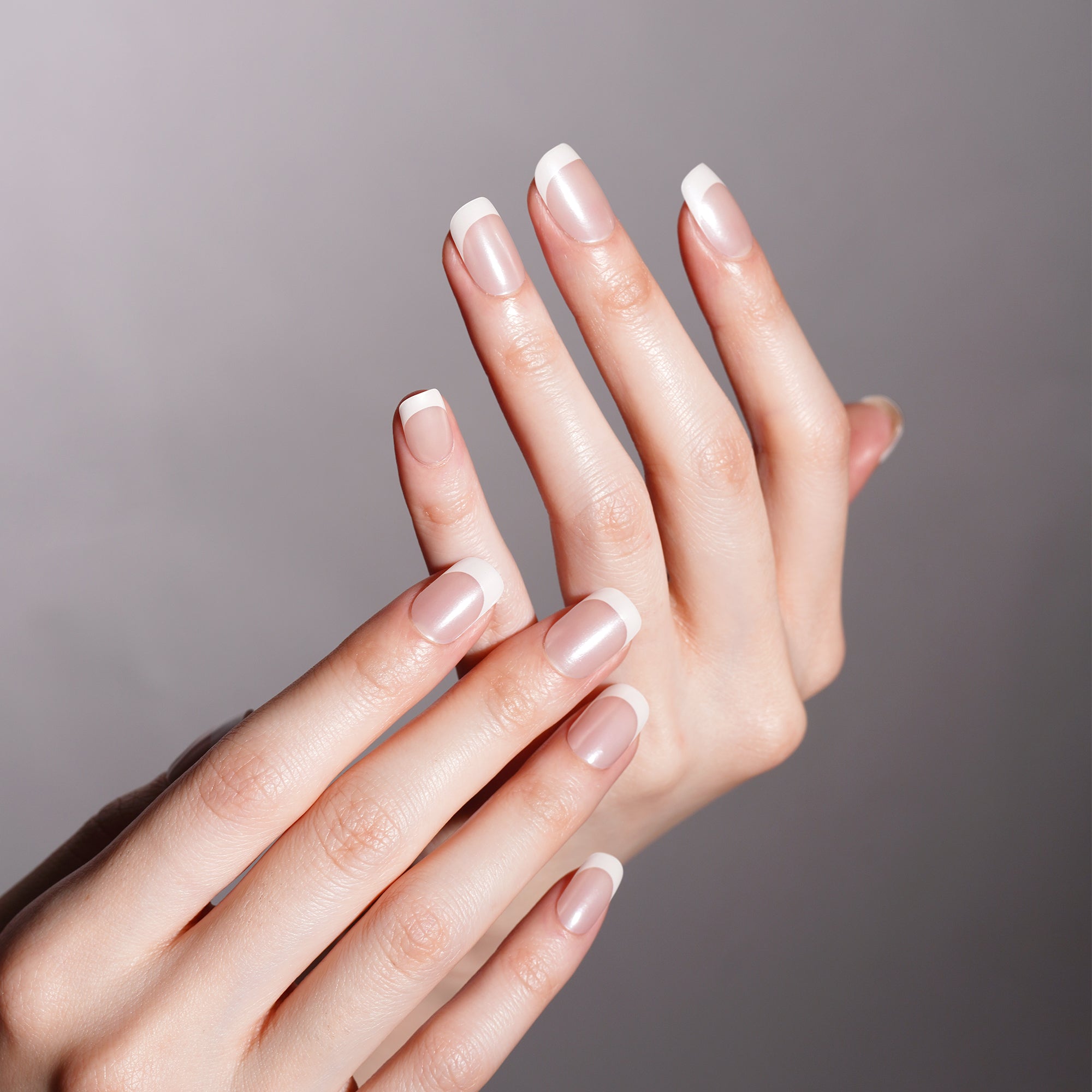 Clear Glaze Chrome French Tip Gel Nail Strips | Lily Grace - 2666