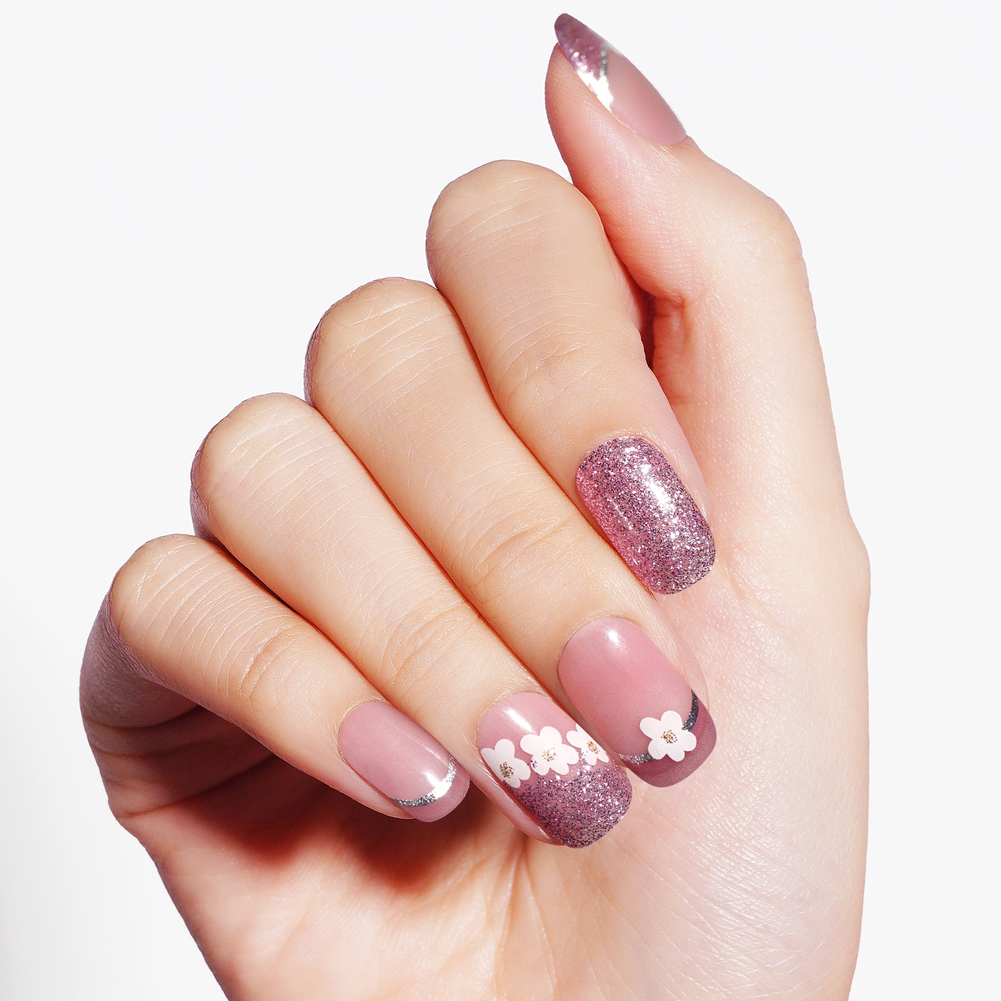 Purple & Pink Flower Mix Style Gel Nail Strips | Spring Whisper - 2670