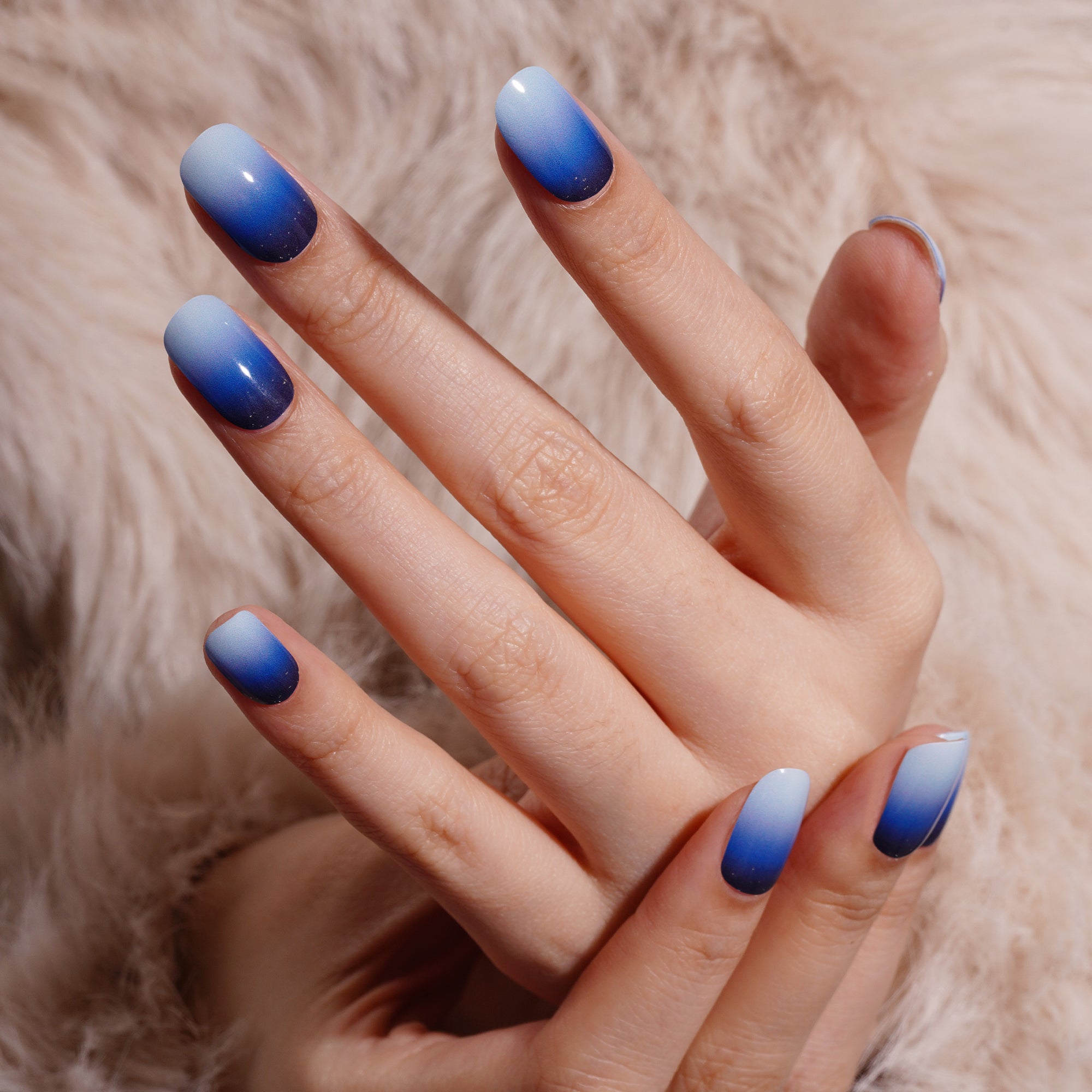 Mystic Blue Ombre Semi Cured Gel Nail Strips with Starry Night Detail | Indigo Nights - 2637