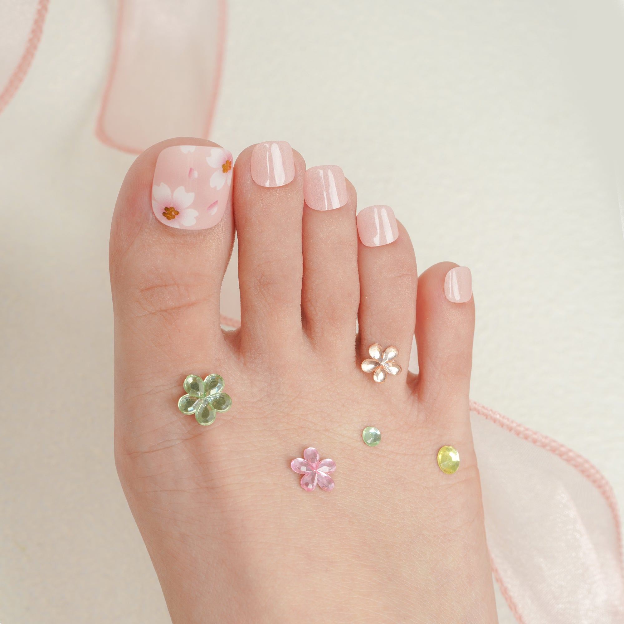 Spring Blossom Semi-Cured Gel Toe Nail Strips | Flowers - 2537