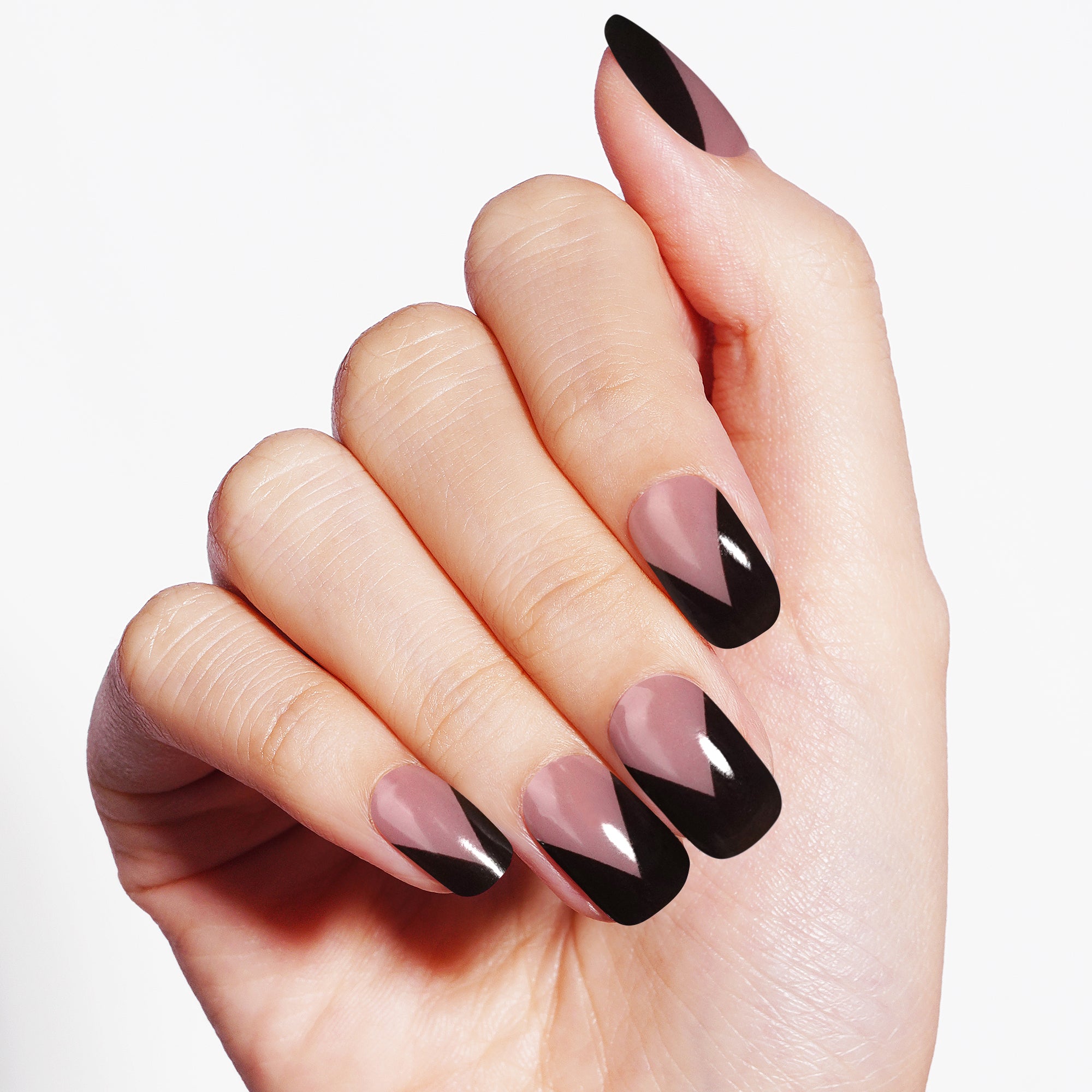 Modern Noir Chevron Semi Cured Gel Nail Strips | Go Bold - 3473