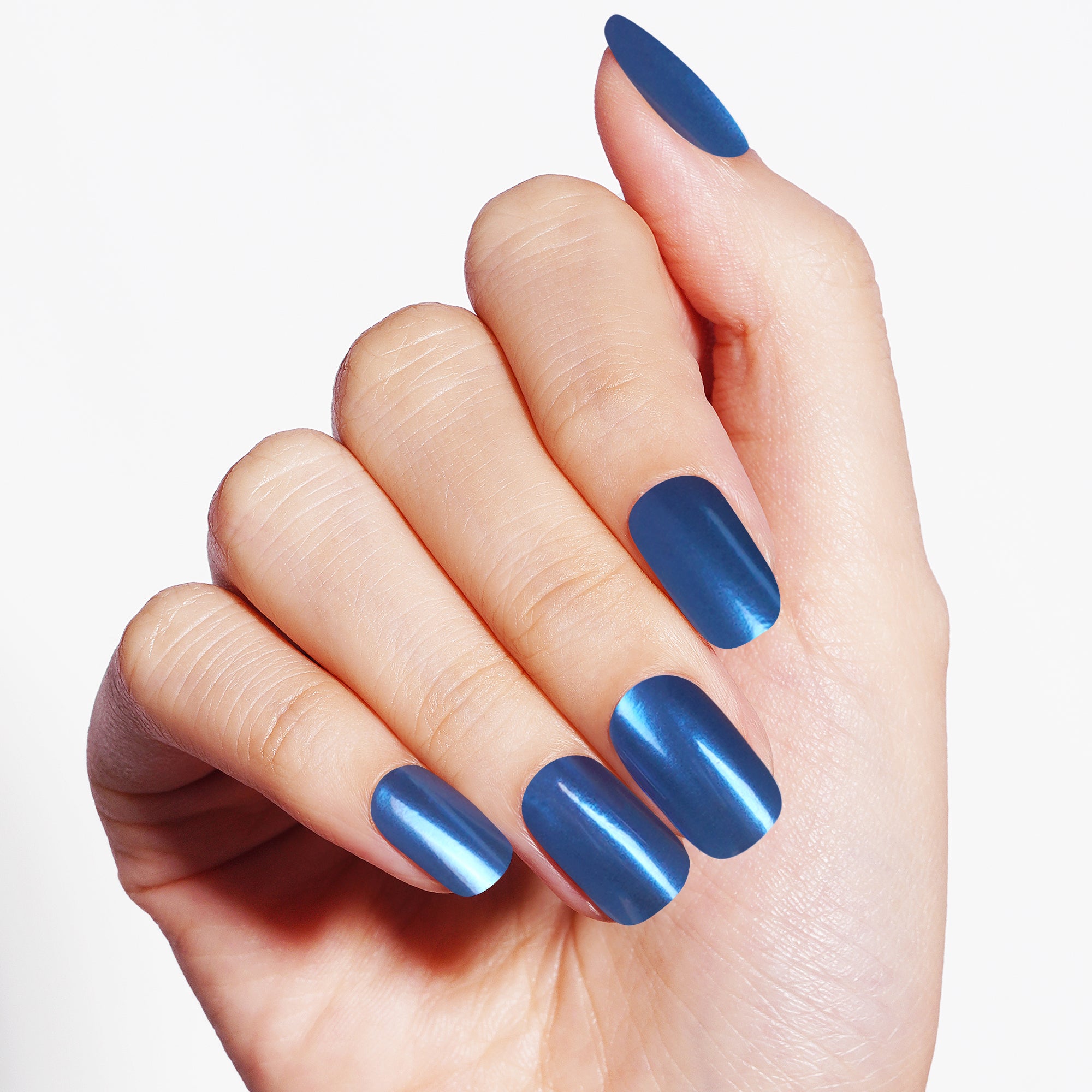 Sapphire Shine Almond-Shaped Semi Cured Gel Nail Strips | Astral Dive - 3498