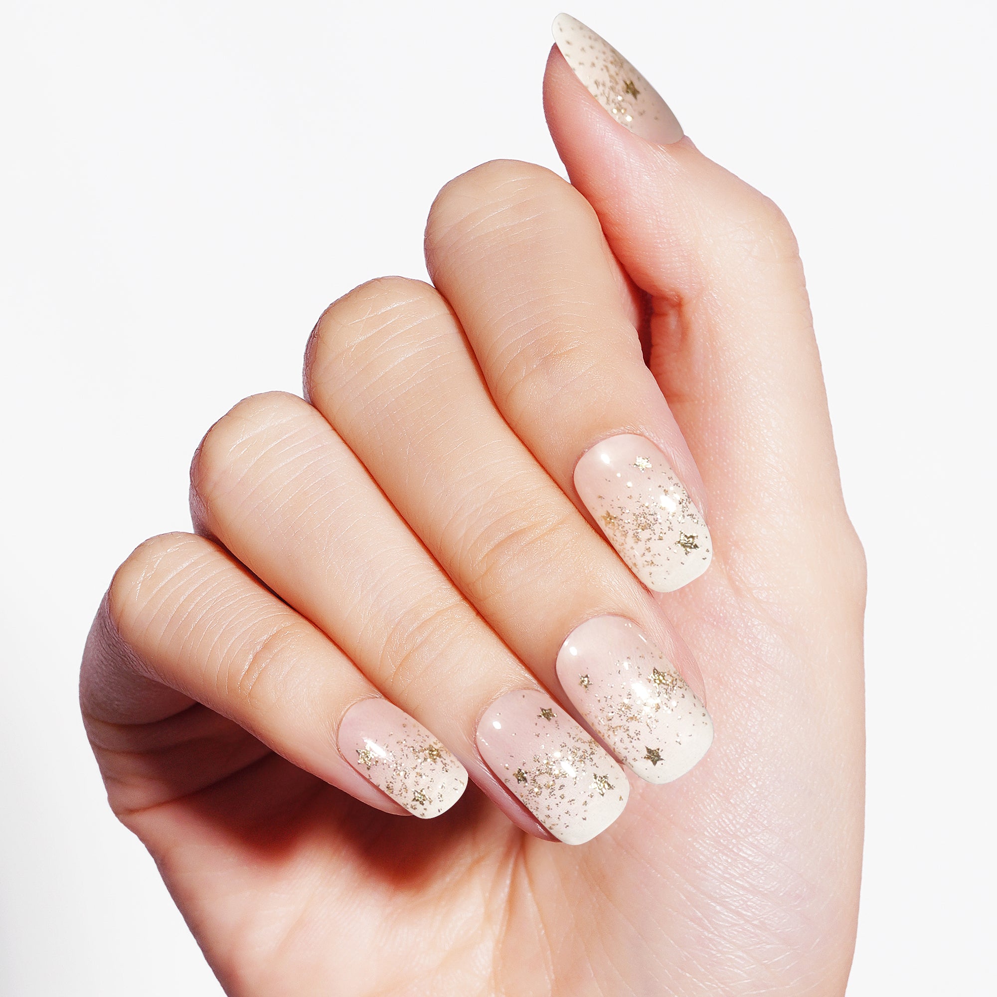 Celestial Stardust Glitter French Tip Semi Cured Gel Nail Strips | Lucky Star - 3556