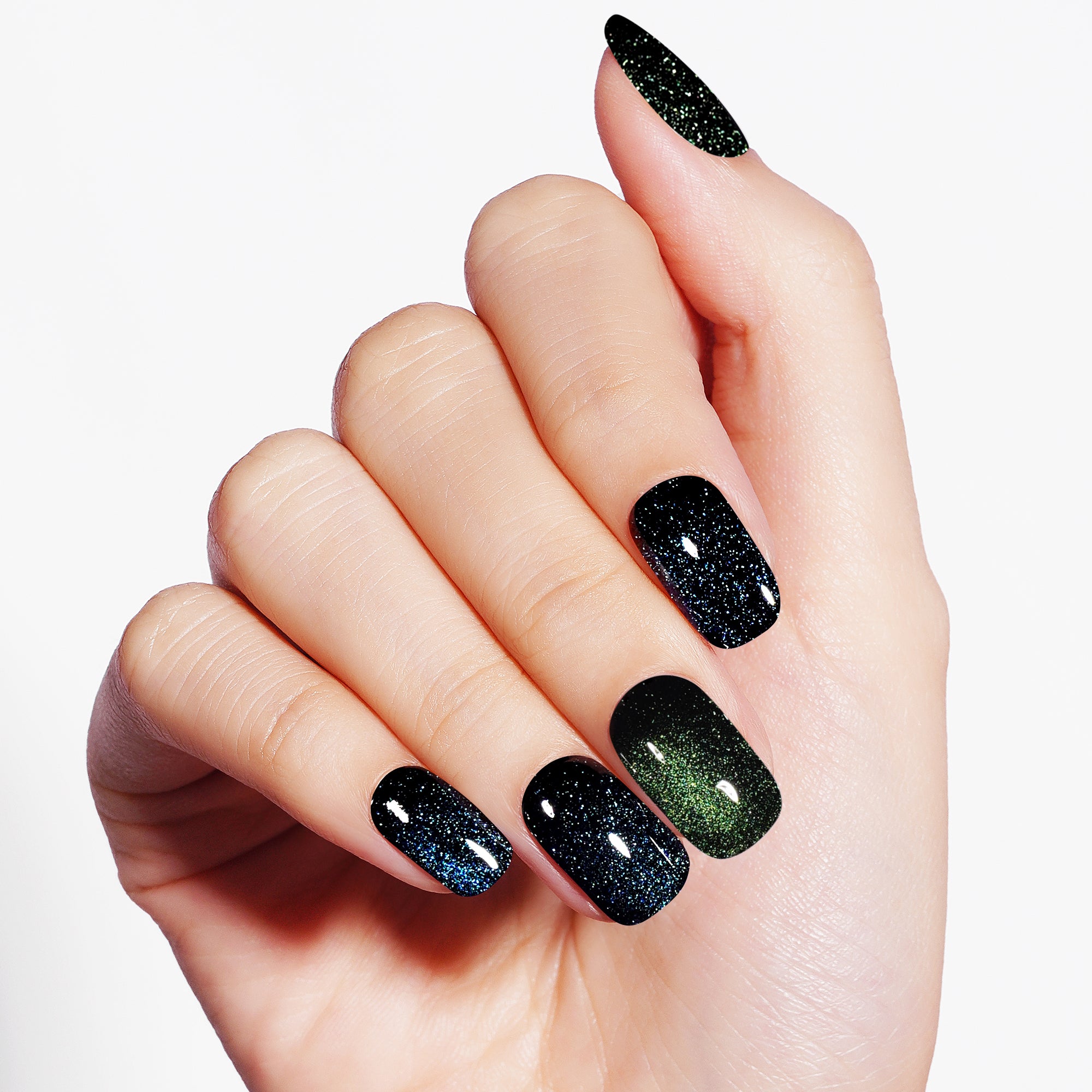 Galactic Glow Magnetic Semi Cured Gel Nail Strips | Oceanic Panther - 3588