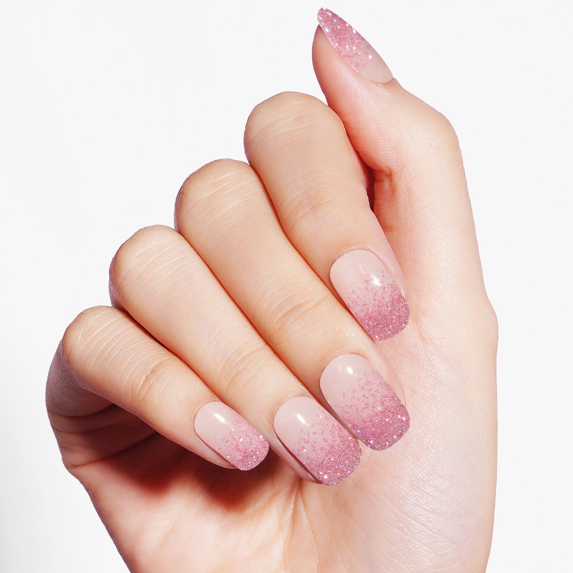 Sparkling Pink Glitter Semi Cured Gel Nail Strips | Canvas of Sparkles - 3590