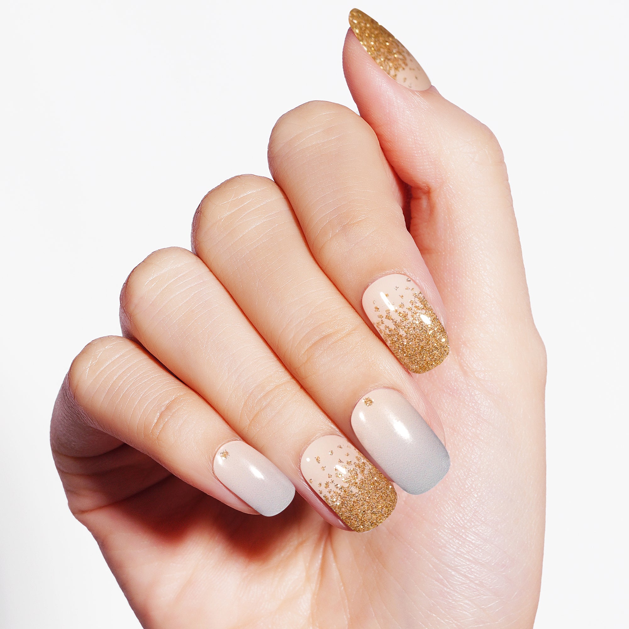 Golden Shimmer Gradient Semi Cured Gel Nail Strips | Oceanic Shimmer - 3591