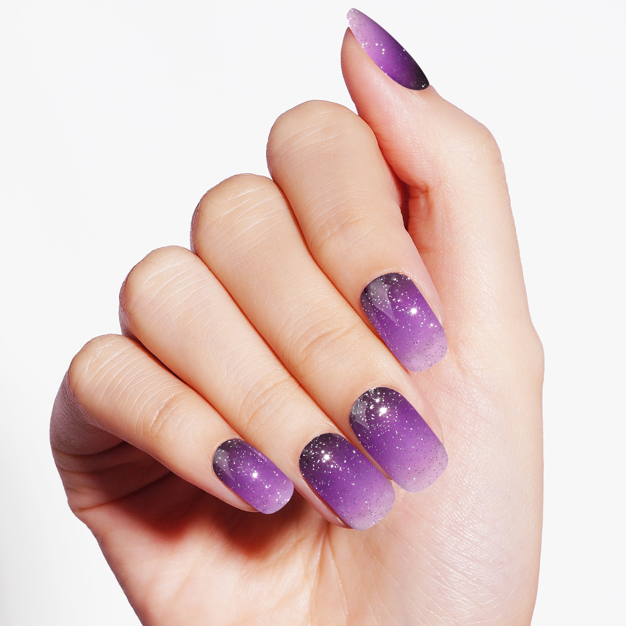 Starry Lavender Gradient Semi Cured Gel Nail Strips | Ursula - 3839