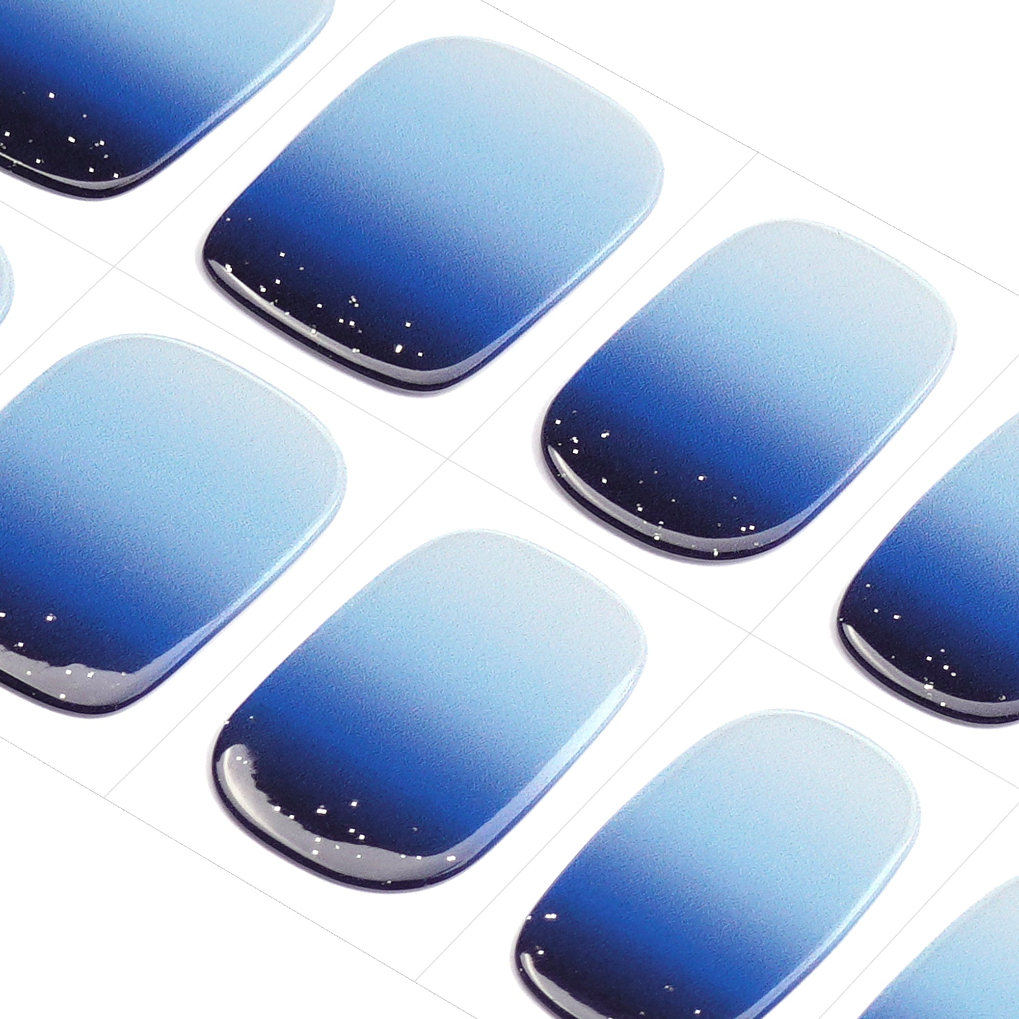 Mystic Blue Ombre Semi Cured Gel Nail Strips with Starry Night Detail | Indigo Nights - 2637