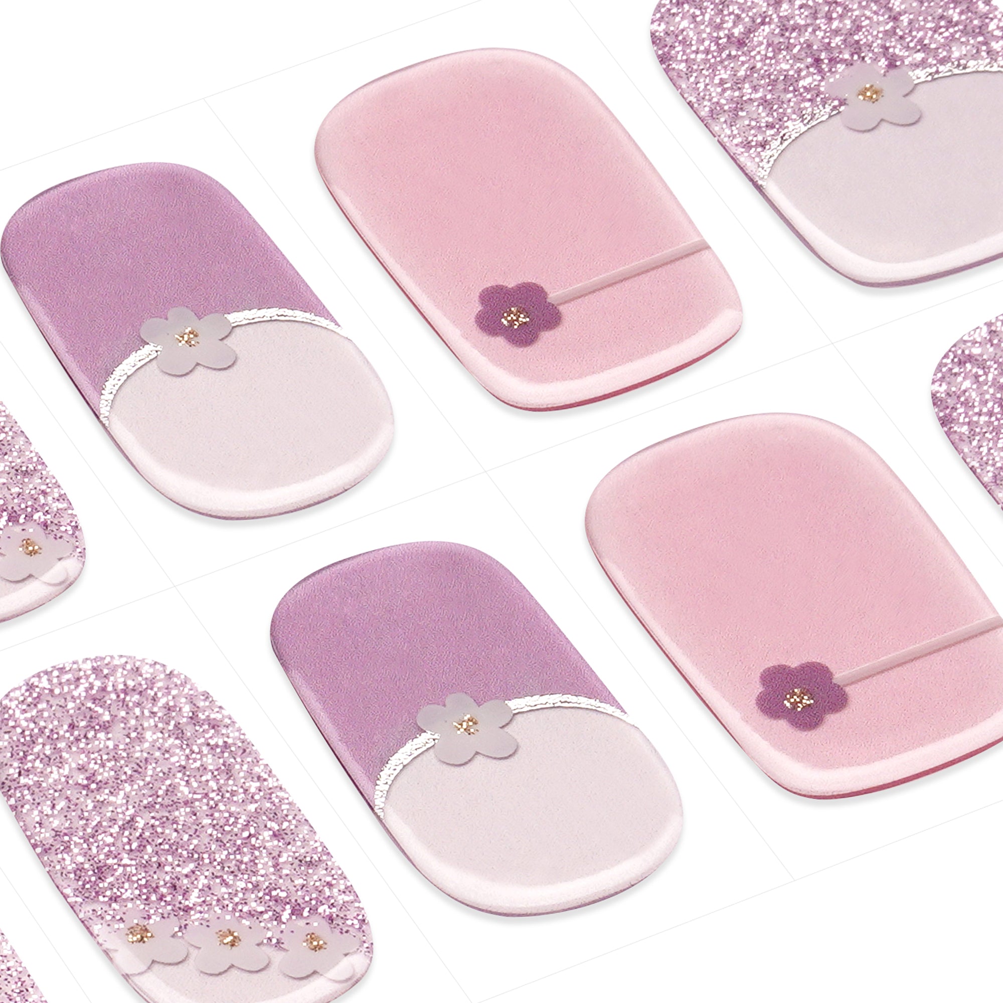 Purple & Pink Flower Mix Style Gel Nail Strips | Spring Whisper - 2670