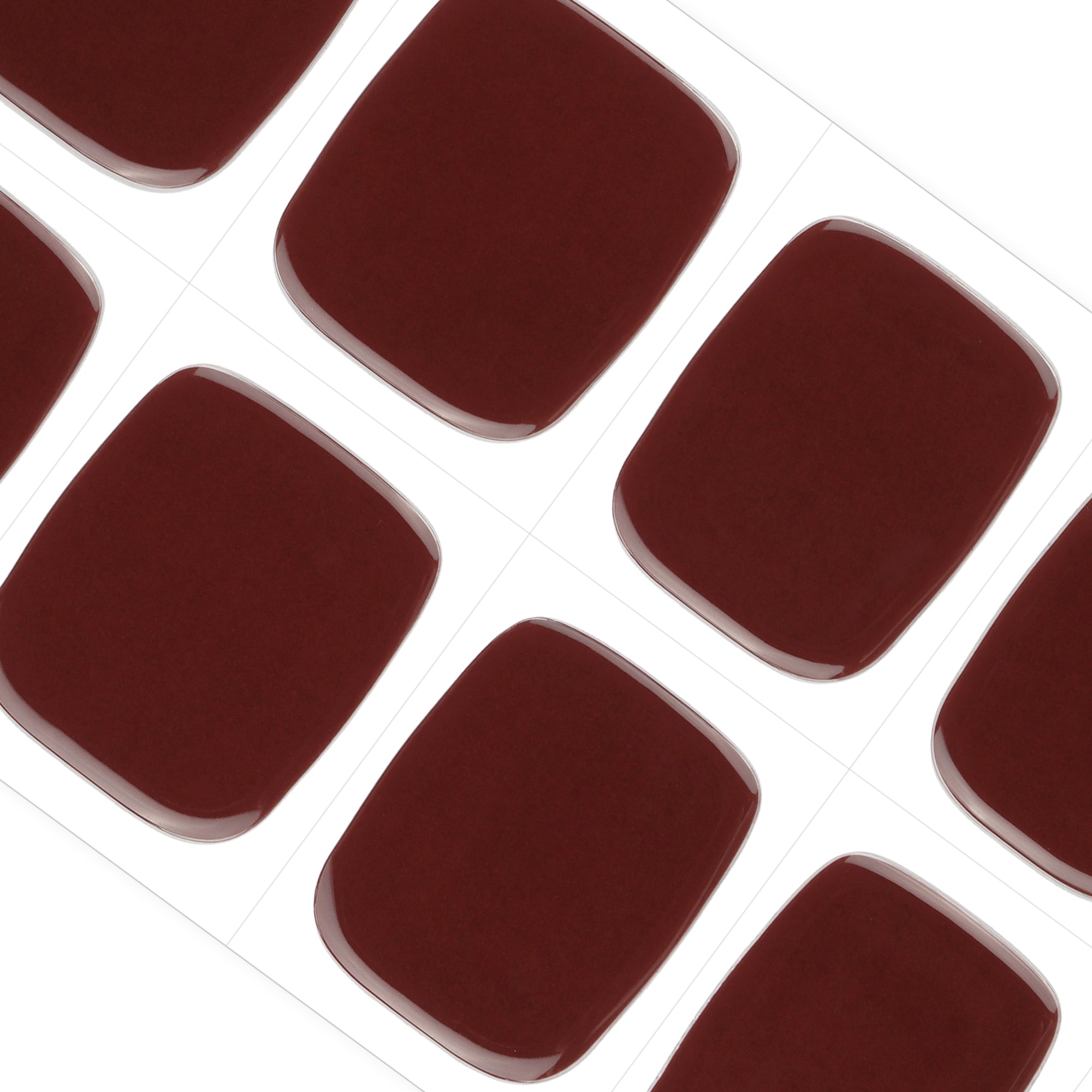 Luxurious Deep Burgundy Semi-Cured Gel Toe Nail Strips | Maroon - 2569