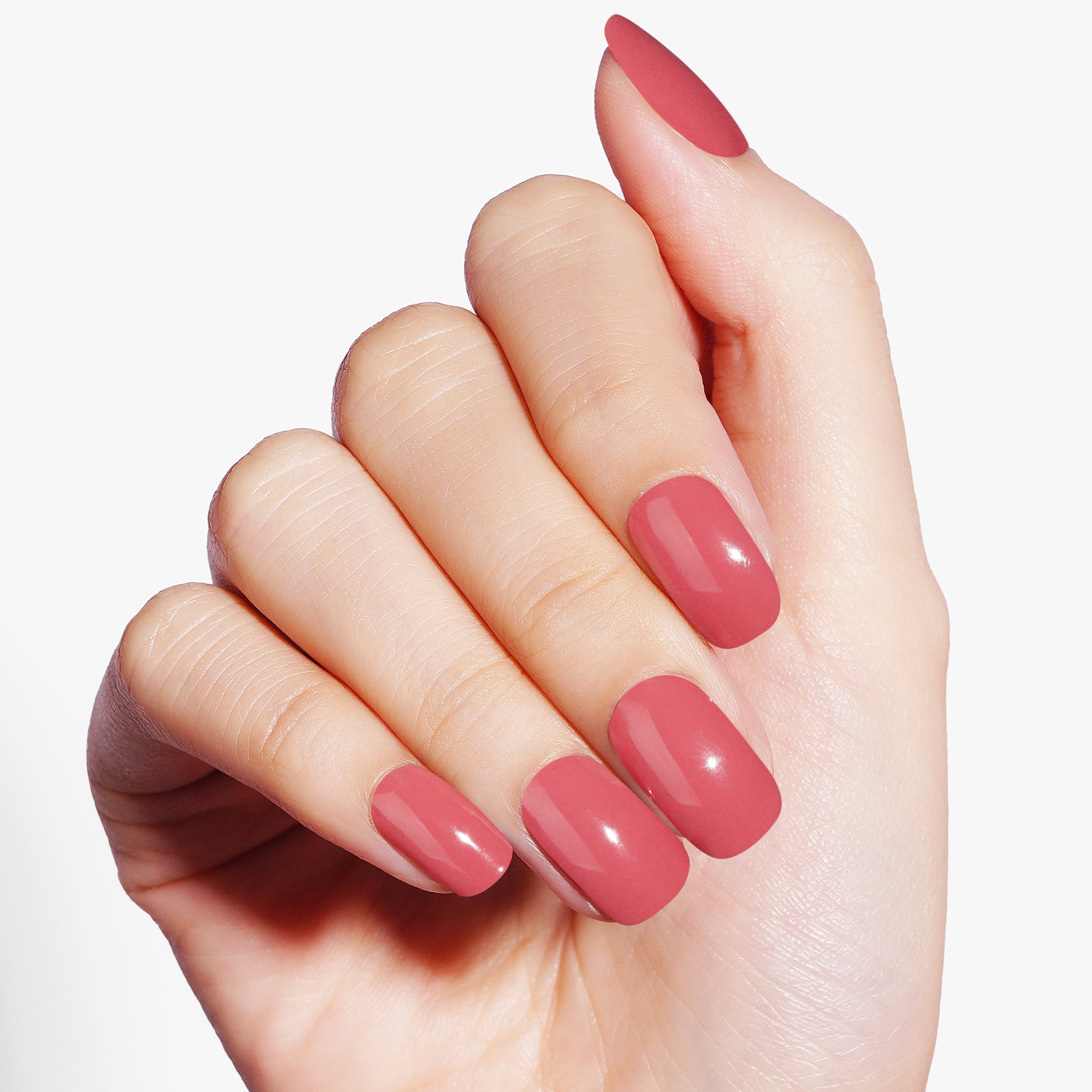 Classic Coral Matte Semi Cured Gel Nail Strips | Camellia - 5719