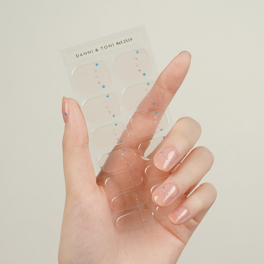 Silver Glitter on Transparent Base Semi Cured Gel Nails | Crystal Dream - 2519