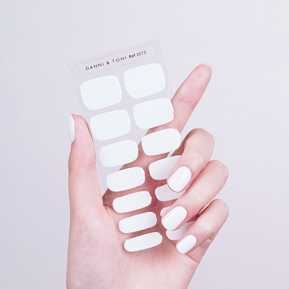 White Solid Color Manicure Semi Cured Gel Nail Strips | Pure White - 2573