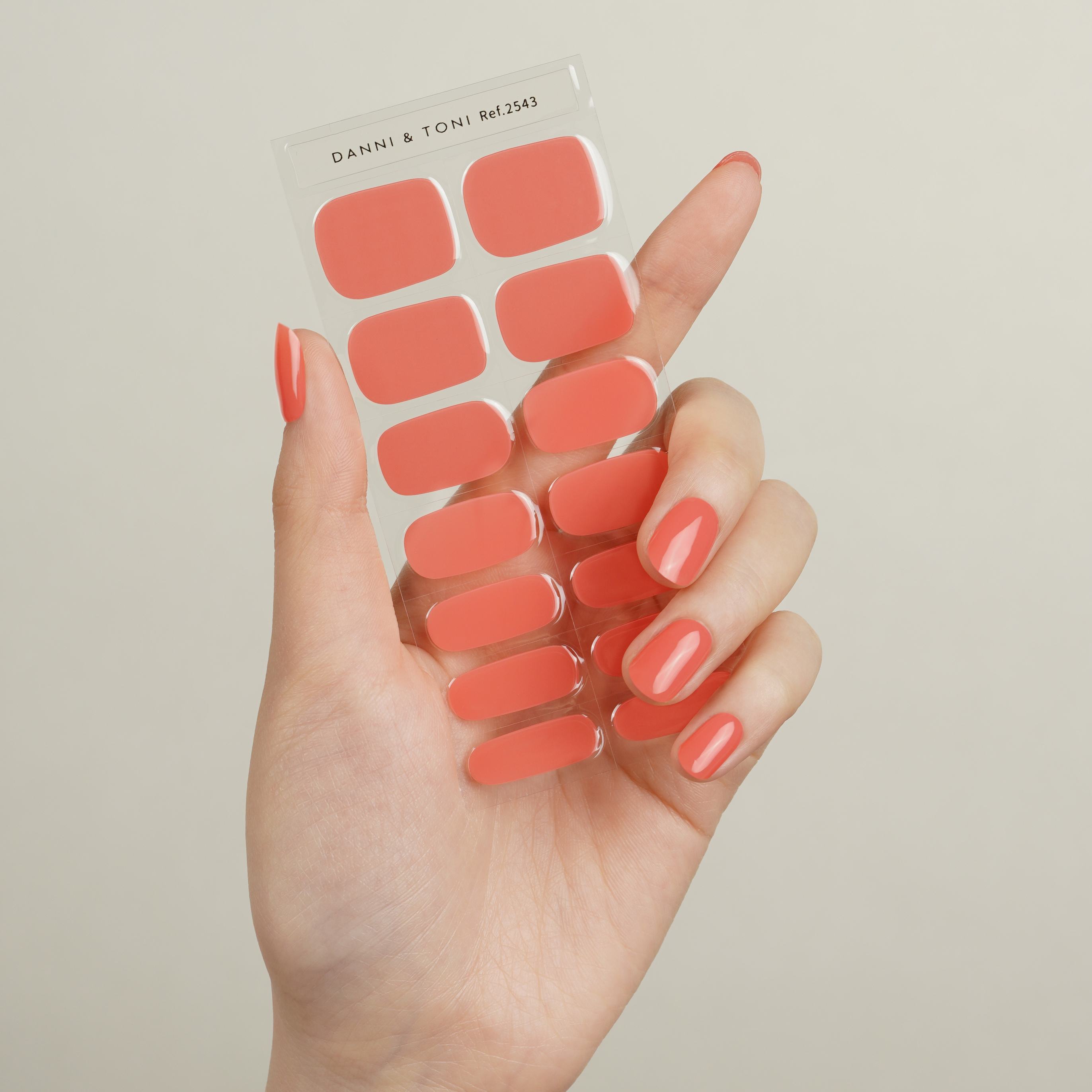 Coral Pink Semi-Cured Gel Nail Strips | Coral Delight - 2543