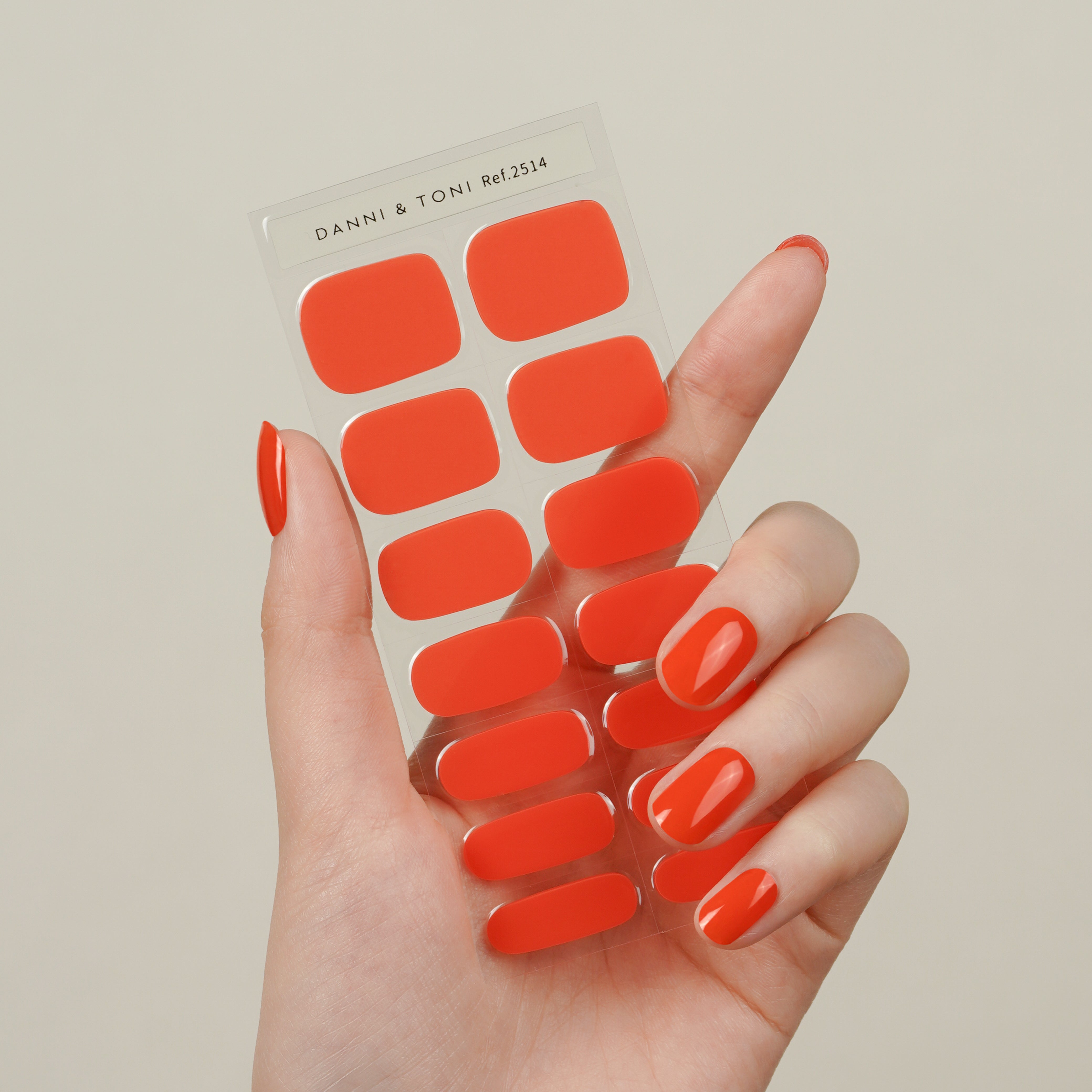 Bold Tangerine Semi-Cured Gel Nail Strips | Orange Crystal - 2514