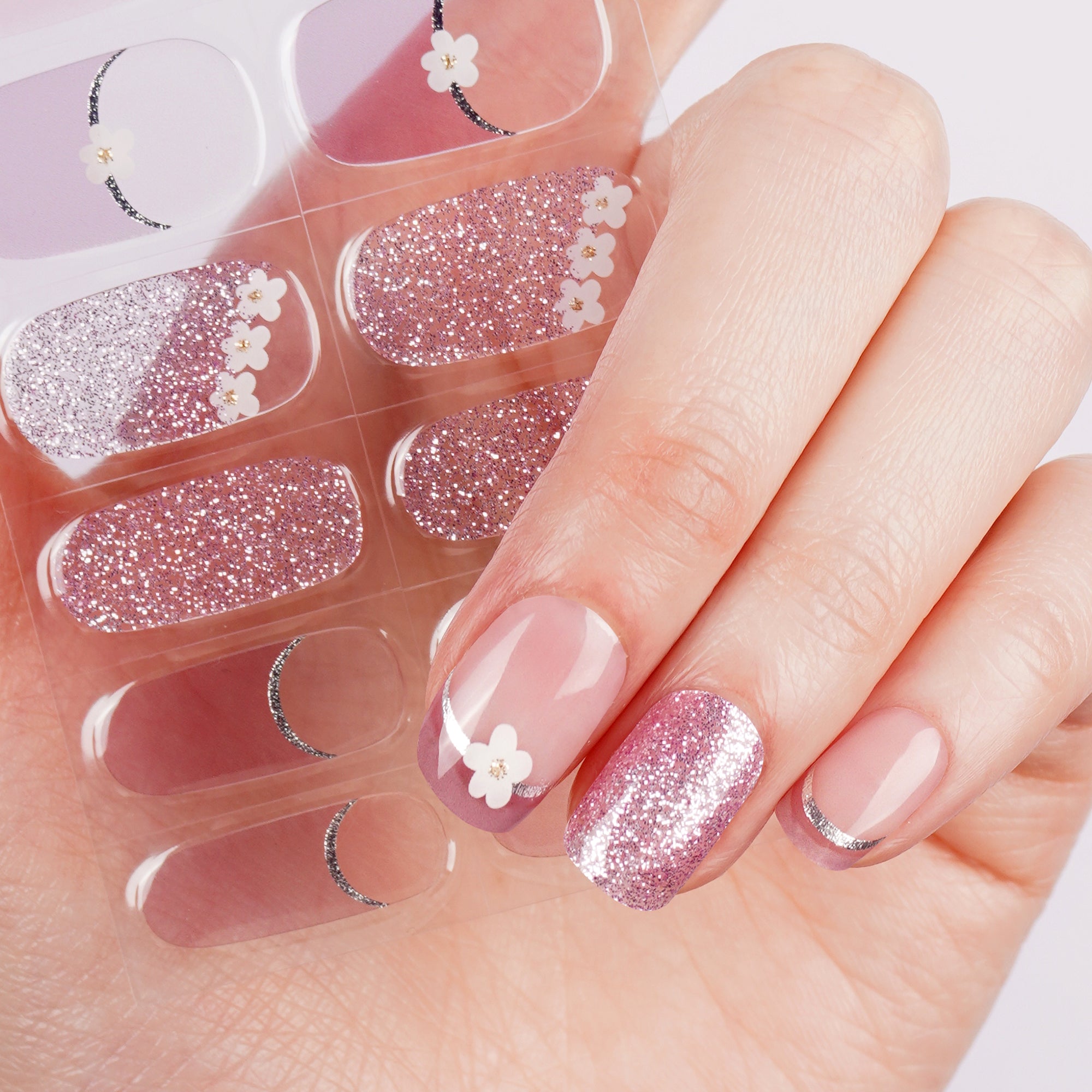 Purple & Pink Flower Mix Style Gel Nail Strips | Spring Whisper - 2670