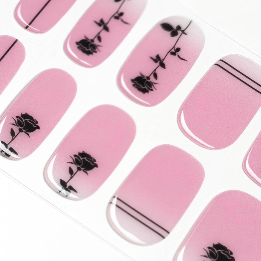 Pink & Black Rose Flower Gel Nail Strips | Rose-colored Glasses | Danni & Toni