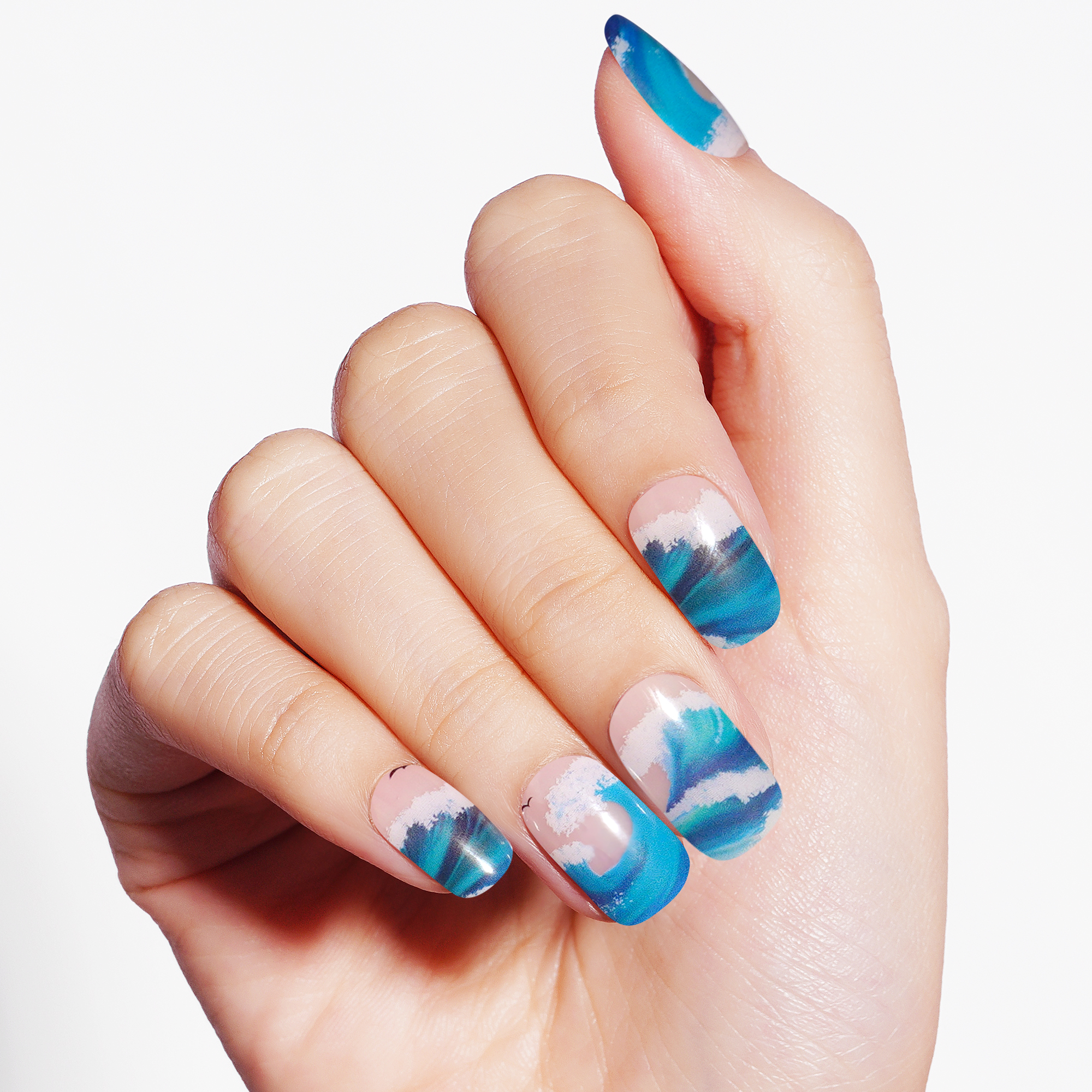 Serene Skyscape Semi-Cured Gel Nail Strips | Ocean Wave - 2507