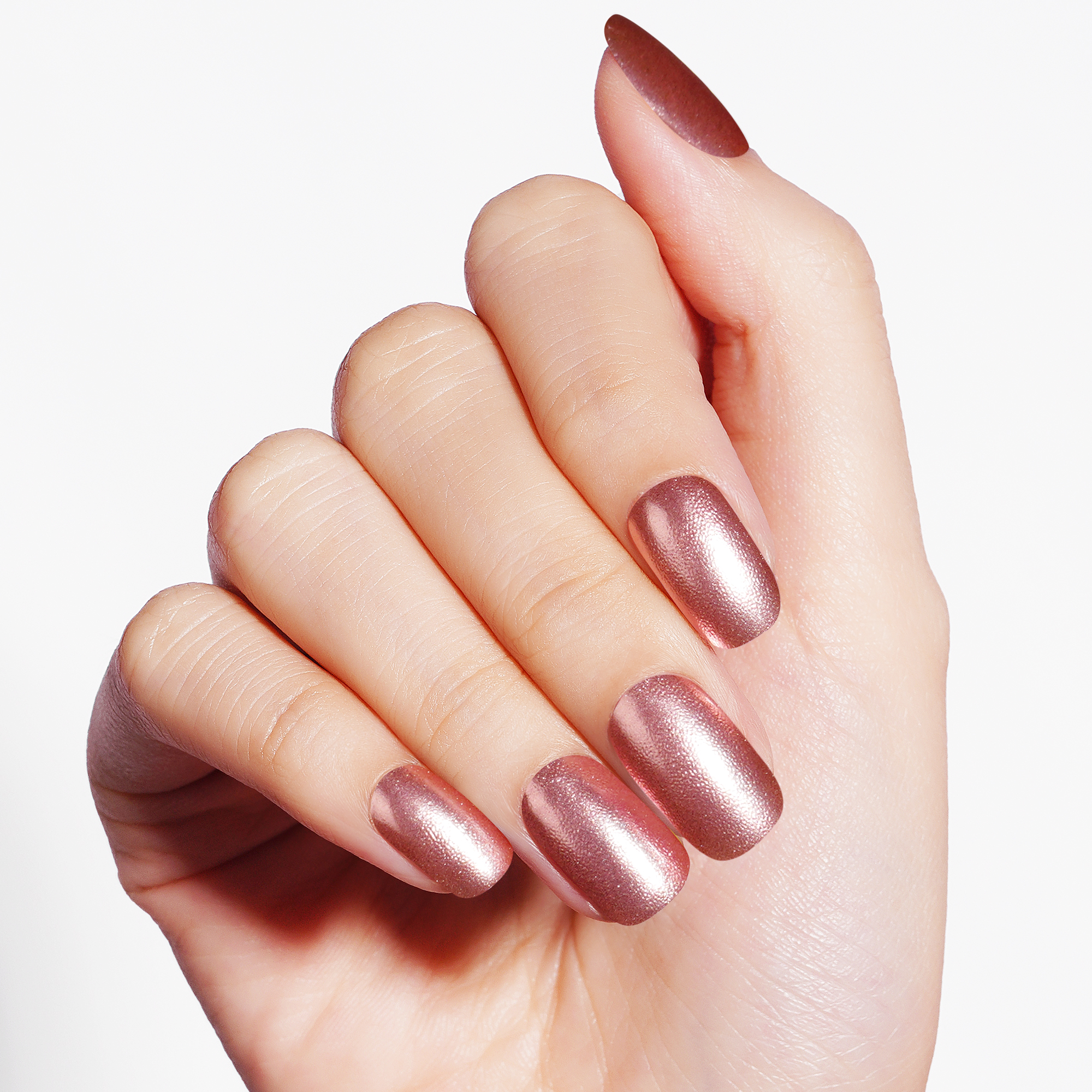 Sophisticated Mauve Metallic Semi Cured Gel Nail Strips | Champagne Shine - 2512