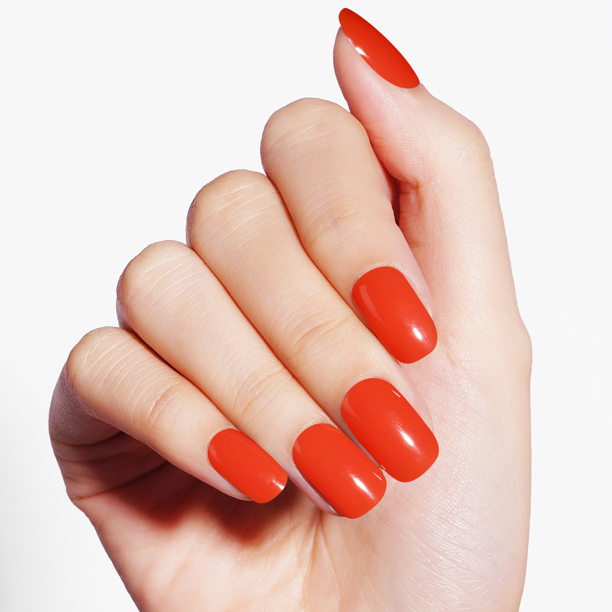 Bold Tangerine Semi-Cured Gel Nail Strips | Orange Crystal - 2514