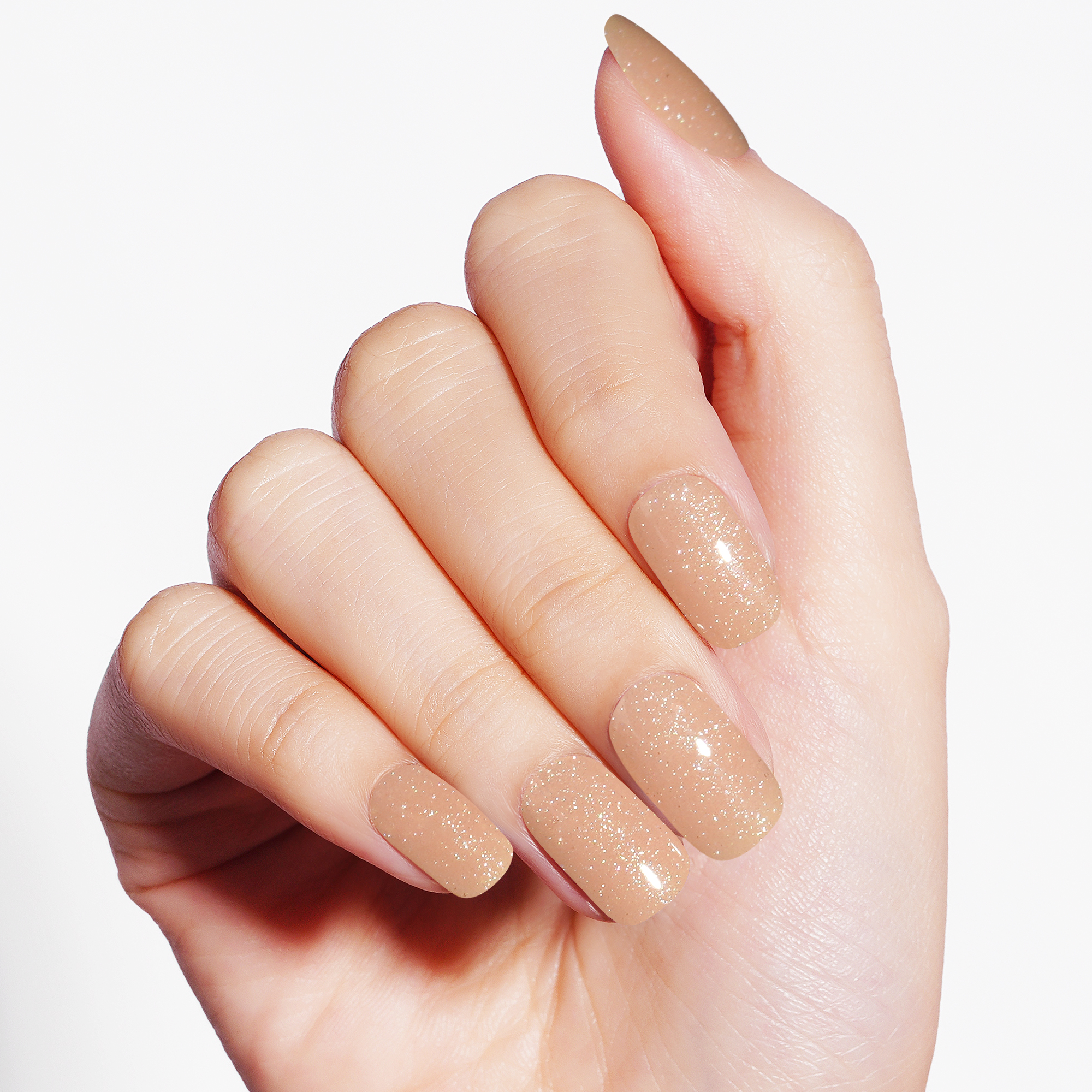 Champagne Sparkle Semi-Cured Gel Nail Strips | Serene Sunset - 2542