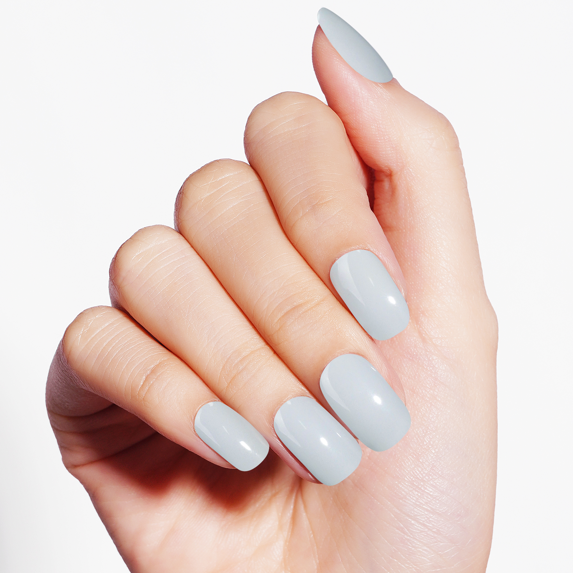 Sleek Silver Mist Semi-Cured Gel Nail Strips | Slate - 2577